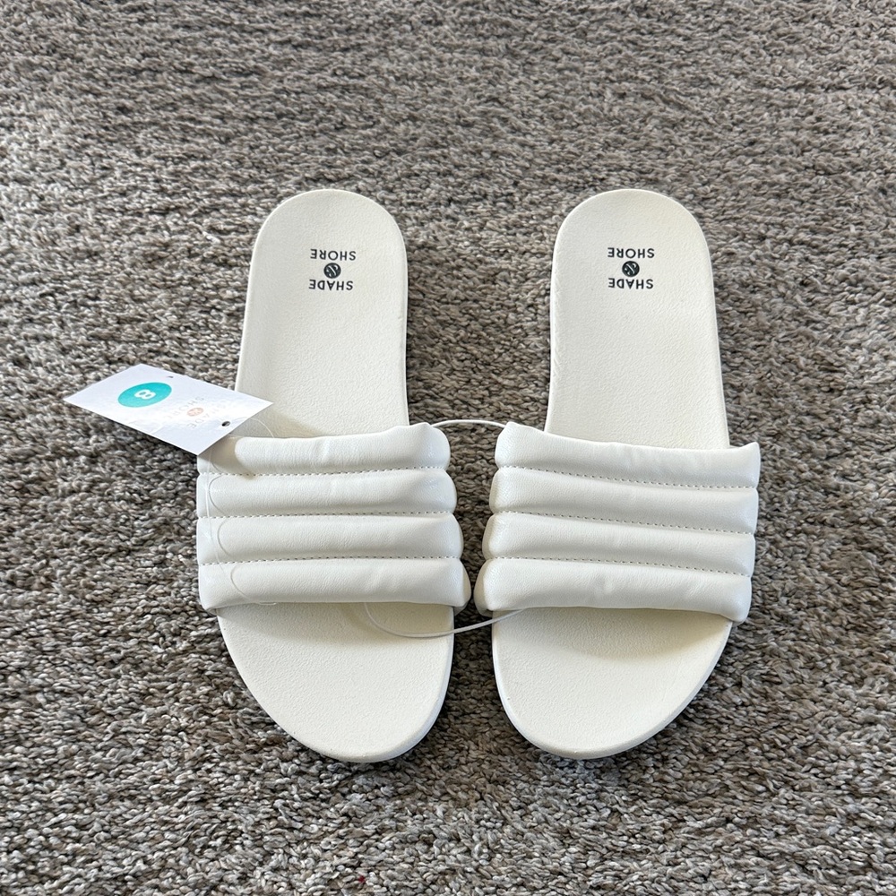 Shade & Shore Cream Slide Sandals